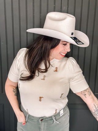 Cattleman Felt Western Cowgirl Hat, White - 260 Fashion Accessories - The Farmhouse