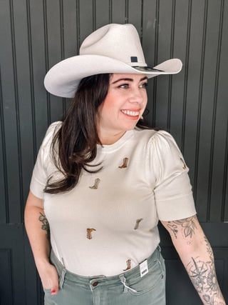Cattleman Felt Western Cowgirl Hat, White - 260 Fashion Accessories - The Farmhouse