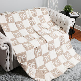 Ribbon & Check Reversible Cozy Throw Blanket