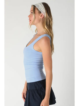 The Darling Neckline Tank, Serene Blue