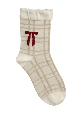 Cozy Ribbon Plaid Crew Socks