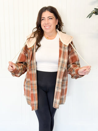 Cedar Ridge Hooded Fleece Plaid Flannel Shacket - 160 Outerwear - The Farmhouse