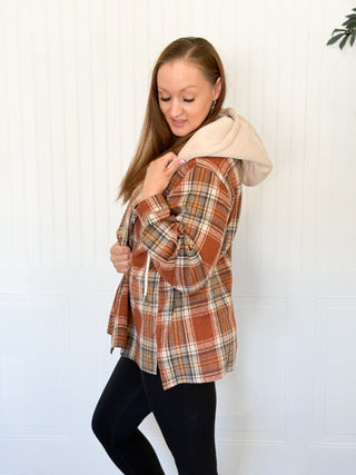 Cedar Ridge Hooded Fleece Plaid Flannel Shacket - 160 Outerwear - The Farmhouse