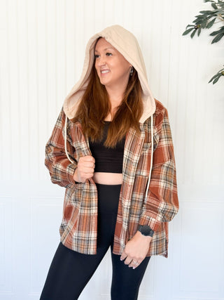 Cedar Ridge Hooded Fleece Plaid Flannel Shacket - 160 Outerwear - The Farmhouse