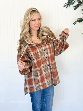 Cedar Ridge Hooded Fleece Plaid Flannel Shacket - 160 Outerwear - The Farmhouse