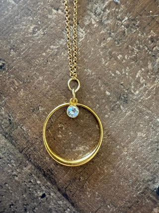 Celeste Circle Gem Necklace, Gold - 290 Jewelry - The Farmhouse
