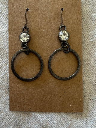 Celeste Gem Circle Earrings, Gunmetal - 290 Jewelry - The Farmhouse