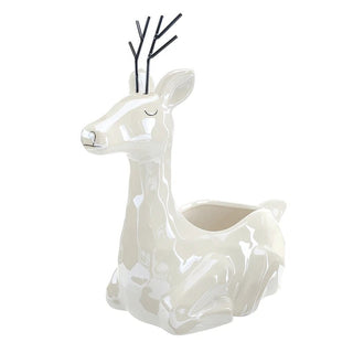 Side view of deer stoneware bowl showing sculptural silhouette