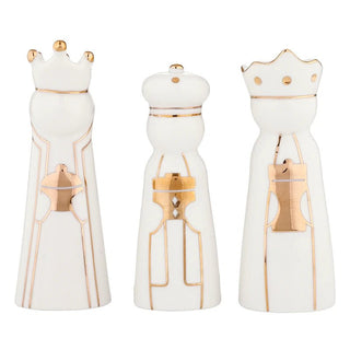 Detail view of gold foil accents on large ceramic kings figurine
