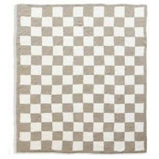 Checkered Reversible Throw Blanket, Tan - The Farmhouse