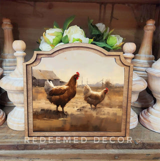 Chickens Provincial Framed Art - 420 Home Decor - The Farmhouse