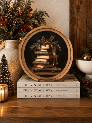 Christmas Books Arch Art Decor, 8" Round - 420 Home Decor - The Farmhouse