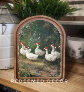 Christmas Geese Arch Framed Art 6x8" - 420 Home Decor - The Farmhouse