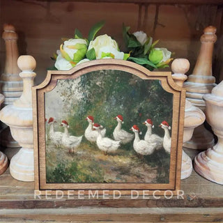 Christmas Geese Provincial Framed Art - 420 Home Decor - The Farmhouse