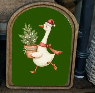 Christmas Goose Arch Framed Art 6x8", Light Green - 430 Holiday Decor - The Farmhouse