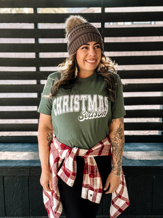 Christmas Season Varsity Graphic Tee, Forrest Green - The Farmhouse