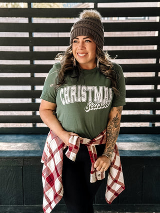 Christmas Season Varsity Graphic Tee, Forrest Green - The Farmhouse