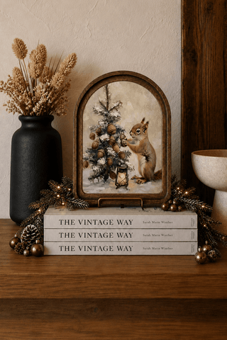 Christmas Squirrel Arch Framed Art 6x8" - 420 Home Decor - The Farmhouse
