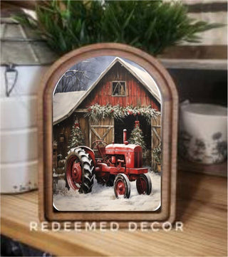 Christmas Tractor Arch Framed Art 6x8" - 420 Home Decor - The Farmhouse