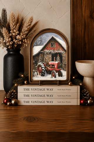 Christmas Tractor Arch Framed Art 6x8" - 420 Home Decor - The Farmhouse