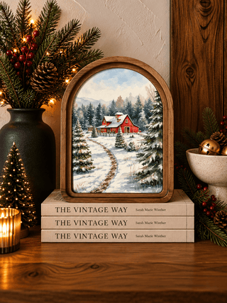 Christmas Tree Farm Barn Arch Framed Art 8.25" x 11" - 430 Holiday Decor - The Farmhouse