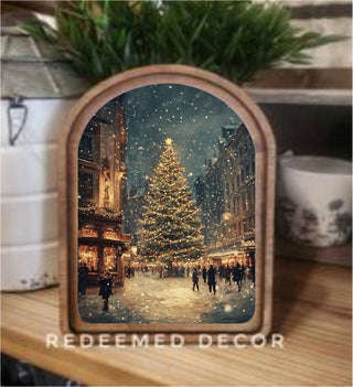 Christmas Tree Main Street Arch Framed Art 6x8" - 420 Home Decor - The Farmhouse