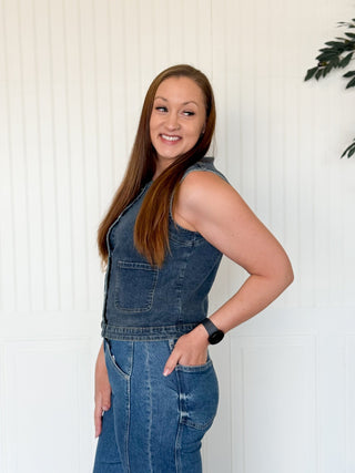 Classic Round - Neck Denim Vest - 160 Outerwear - The Farmhouse