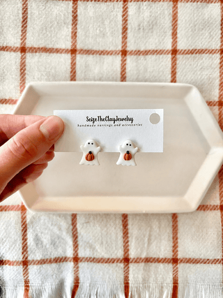 CLAYHOUSE Little Boo Pumpkin Earrings - 290 Jewelry - The Farmhouse