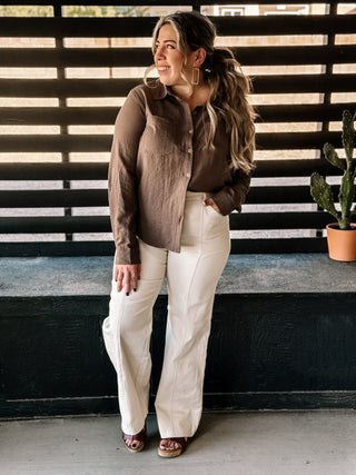 Clean Cut Wide Pant, Off White - The Farmhouse