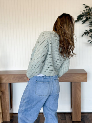 Cloud Cropped Oversized Sweater, Sage - 140 Sweatshirts + Sweaters - The Farmhouse