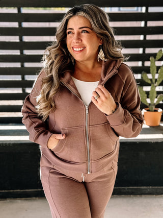 Cloud Nine Athleisure Zip Hoodie, Truffle - The Farmhouse