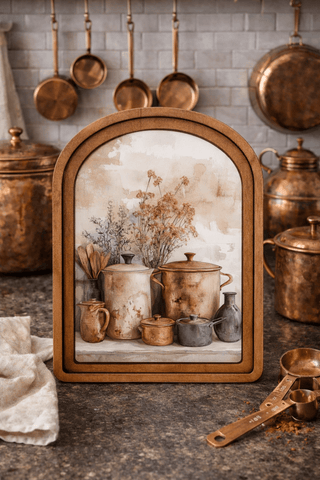 Copper Pots Arch Framed Art 8.25x11" - 420 Home Decor - The Farmhouse