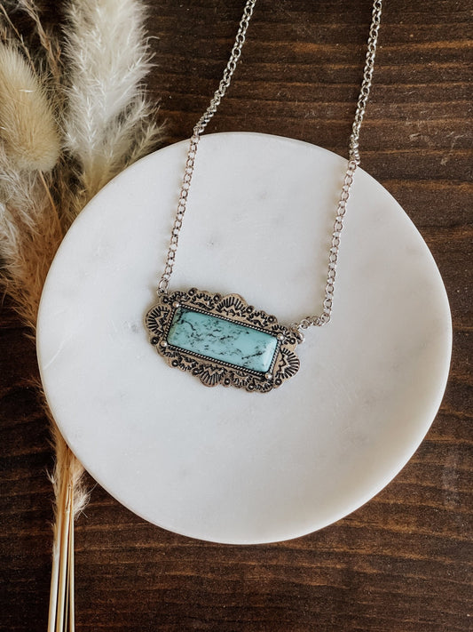 Cordelia Framed Rectangle Turquoise Necklace - The Farmhouse