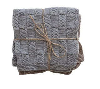 Cotton Blend Dish Towels W/ Weave Pattern - Set of 3 - The Farmhouse