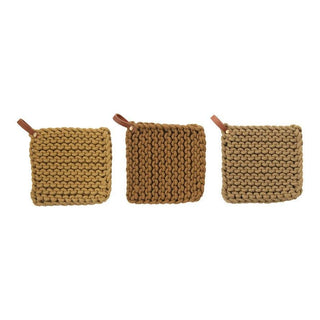 Cotton Crocheted Pot Holder, Mustard - The Farmhouse