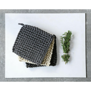 Cotton Crocheted Potholder - Black - The Farmhouse