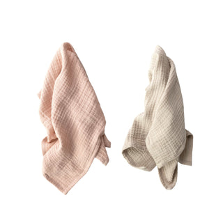 Cotton Double Cloth Tea Towels - Pink and Natural - The Farmhouse