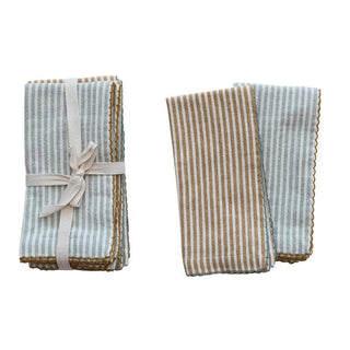 Cotton Napkins w/ Stripes, 2 Colors, Set of 4 - The Farmhouse