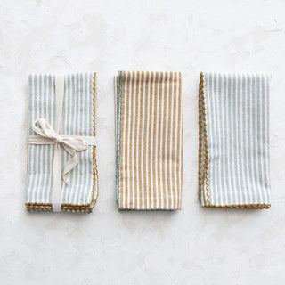 Cotton Napkins w/ Stripes, 2 Colors, Set of 4 - The Farmhouse