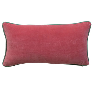 Back view of Santa's reindeer lumbar pillow showing velvet back