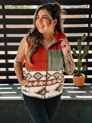 Country Roads Sherpa Western Vest, Clay - The Farmhouse