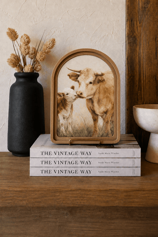 Cow Calf Arch Framed Art 6x8" - 420 Home Decor - The Farmhouse