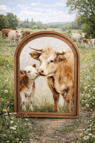 Cow Calf Arch Framed Art 8.25x11" - 420 Home Decor - The Farmhouse