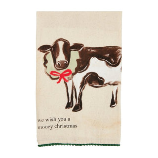 Cow Christmas Pom Tea Towel - The Farmhouse