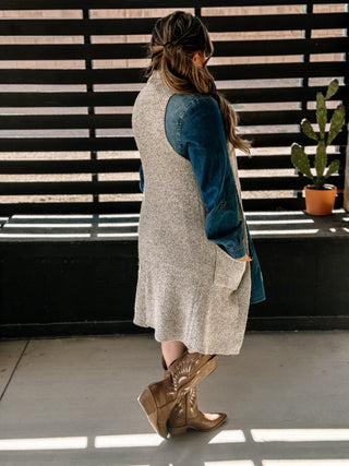 Cozy Canyon Long Cardigan Vest, Oatmeal - The Farmhouse