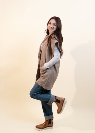 COZY CO Women's Mocha Maple Sleeveless Cardigan - 150 Kimonos + Cardigans - The Farmhouse