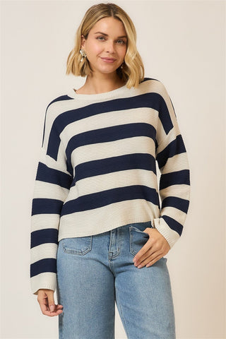 COZY CO Women's Striped Light Knit Pullover Sweater - 140 Sweatshirts + Sweaters - The Farmhouse