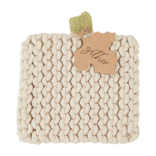 Cream Pumpkin Knit Trivet - 420 Home Decor - The Farmhouse