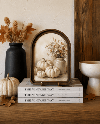 Cream Pumpkins Arch Framed Art 6x8" - 420 Home Decor - The Farmhouse