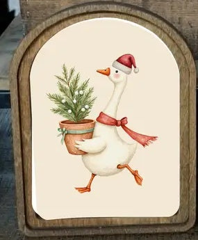 Christmas Goose Arch Framed Art 6x8", White